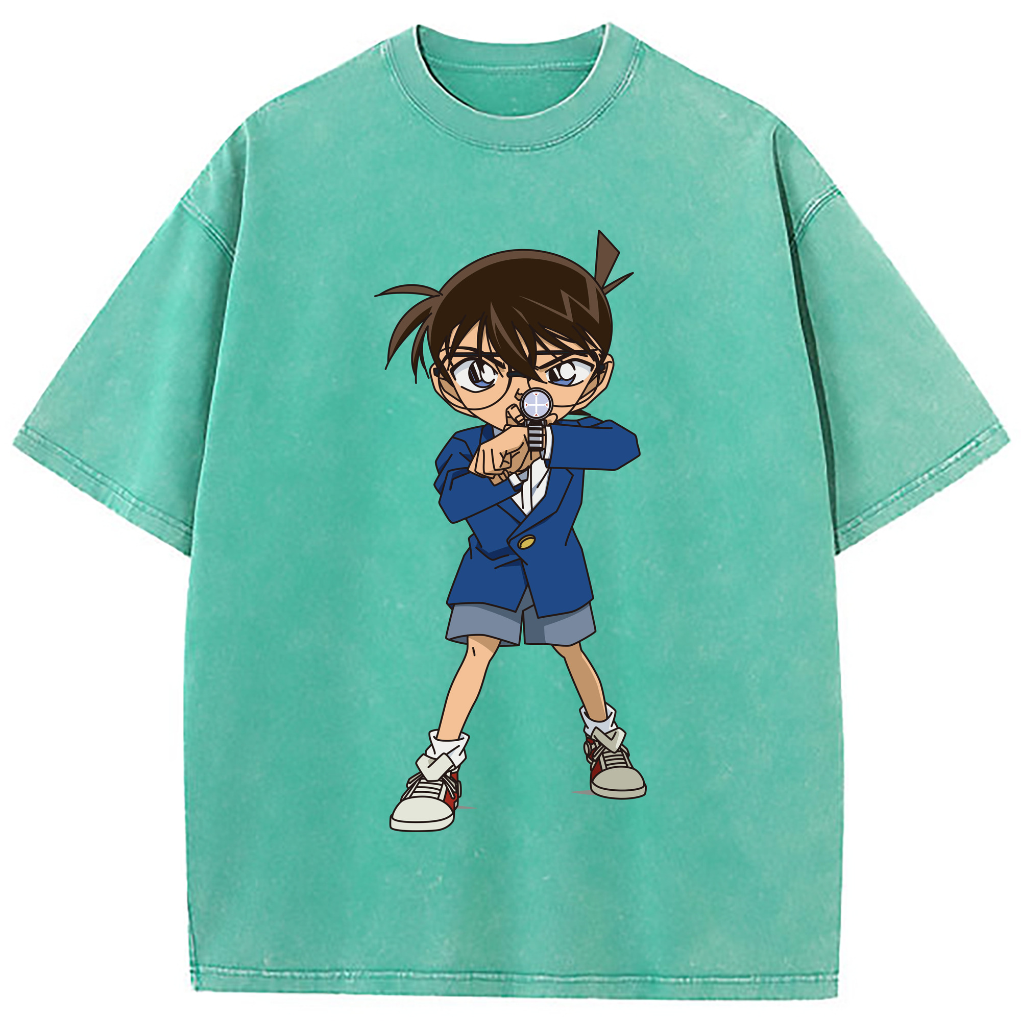 （画像用） 名探偵コナン 江戸川 コナン Detective Conan Conan Edogawa 綿100% ヴィンテージ風 半袖Tシャツ（フロントプリント）